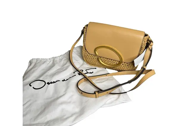 Oscar de la Renta NWT Oath Crochet Raffia Crossbody in Natural