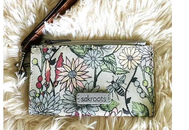 Sakroots Floral Crossbody Bag with ID Lanyard and Bee Keychain Boho Purse