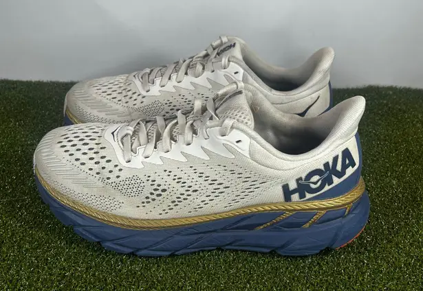 Hoka One One Clifton 7 Womens Running Shoes White Athletic Sneakers Size 9.5