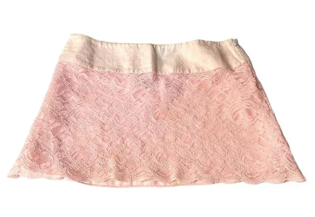 Arden B . Lace and Linen Mini Skirt Pink Size 8