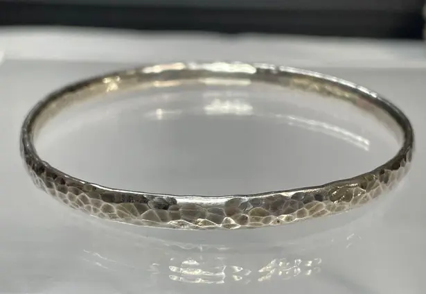 Sterling Silver Dimple Hammered Band Bangle Bracelet