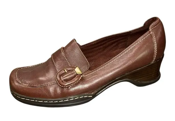Naturalizer Leather Loafers Size 7.5 Olla Square Toe Slip On Shoes