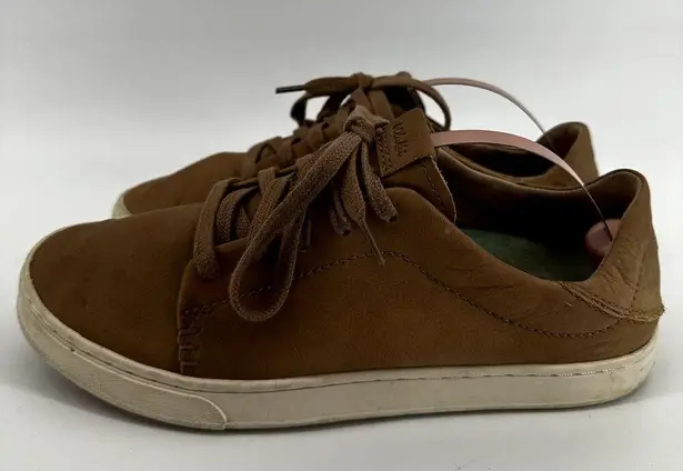 Olukai Pehuea Li Ili Sneakers Lace Up Low Top Genuine Leather Casual Brown 7