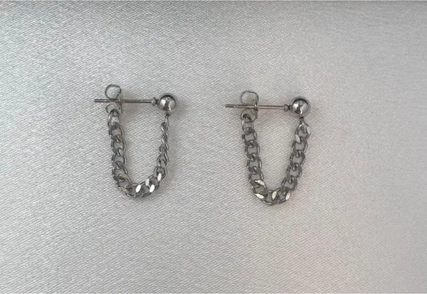 Metal Chain Dangle Drop Earrings for Men Women Streetwear Hip Hop Unisex Style Silver