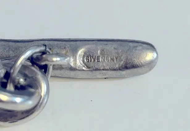 Givenchy  Vintage Silver Tone Dual Chain Pendant Necklace