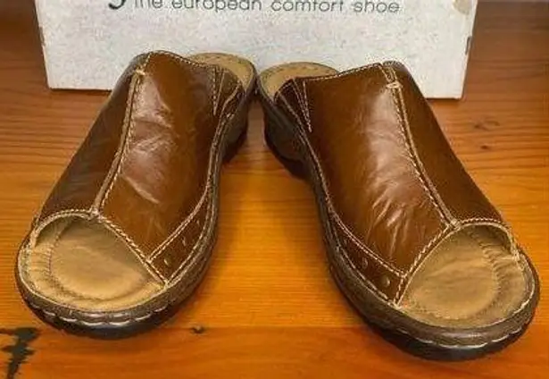 Josef Seibel Catalonia 80 Brandy Leather Mule Slide Sandals Size 6/37 comfort Brown