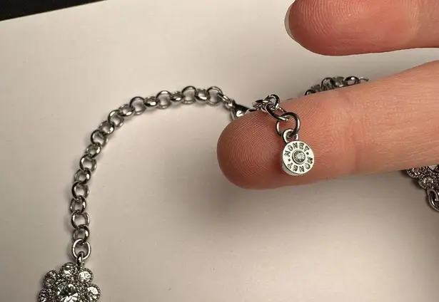 Monet Silver Tone Rhinestone Necklace Adjustable Length