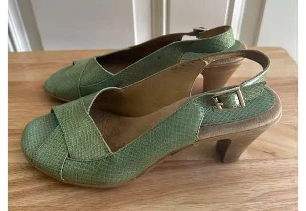 Softspots Shoes Patent Leather Wide Snake Open Toe Shoes Slingback. Size 9.5N