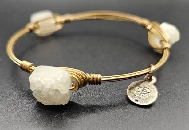 Bourbon and Boweties Bourbon and Bowties white oval Druzy bangle bracelet