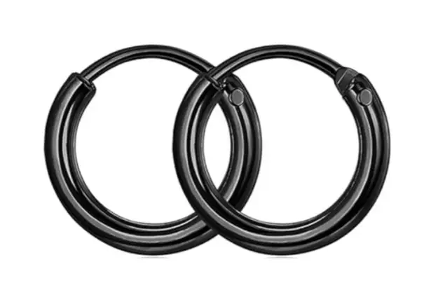 Black Huggie Hoop Earrings 8mm