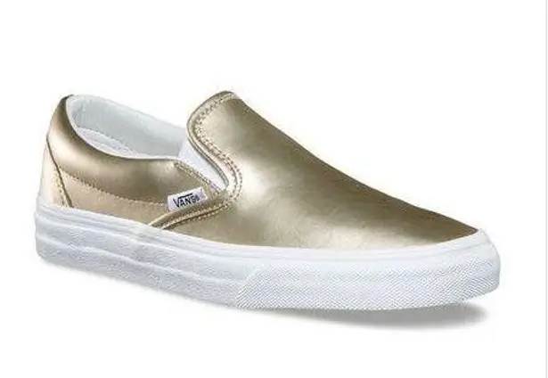 Vans  classic slip on muted metallic gold/true white womans 9.5 men’s 8 NWT