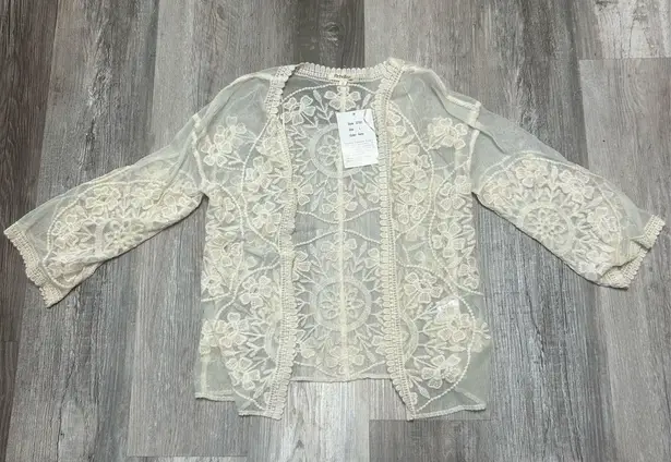 Rebellion NWT Women’s  Open Front Ivory Shirt Size Large  thumbnail 1