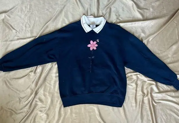 Vintage Blue  Collared Sweater