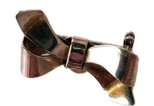 Dainty Tiny Vintage Silver Tone Bowtie Brooch