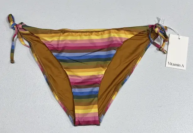 Vitamin A Women’s Elle Striped Tie Side Bikini Bottom Multi Size XXL Colorful