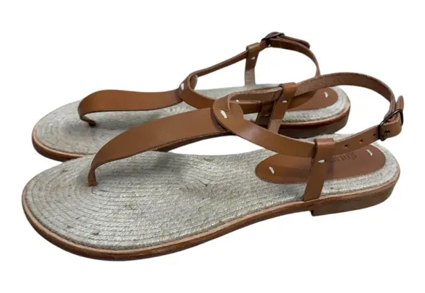 Soludos New Classic Tan Leather Thong Sandals Women’s Size 7.5 Espadrille Sole