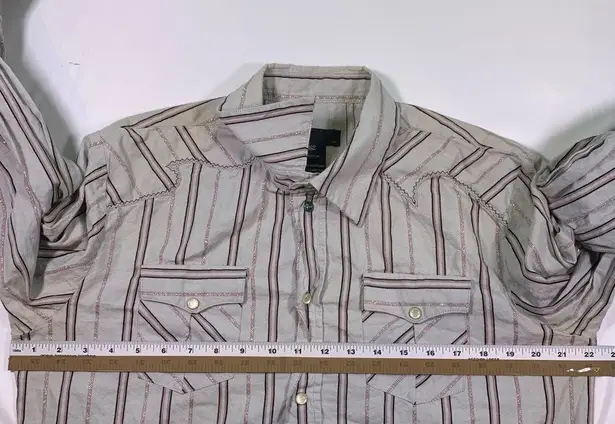 Diesel Striped Glitter Button Up Shirt Western Style Embroidery