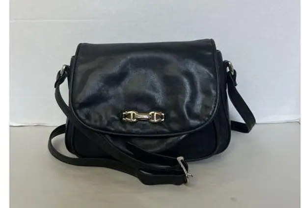 Etienne Aigner Vtg Women's Shoulder Bag Purse Black Genuine Leather Brass Logo