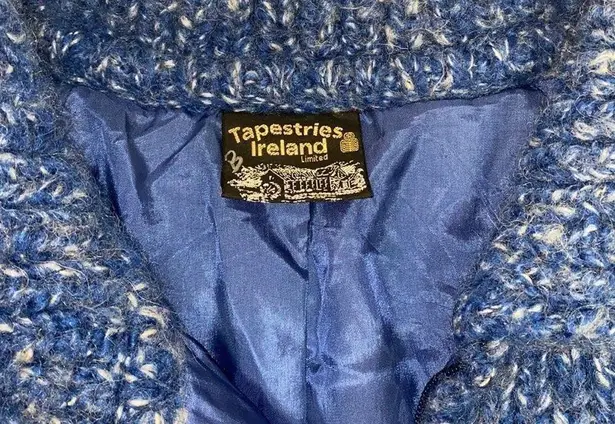 Vintage Blue Tapestries Ireland  Wool Sweater Jacket Size M