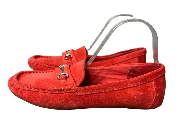 Isaac Mizrahi Live Women's 8.5W Horsebit Suede Loafers Orange
