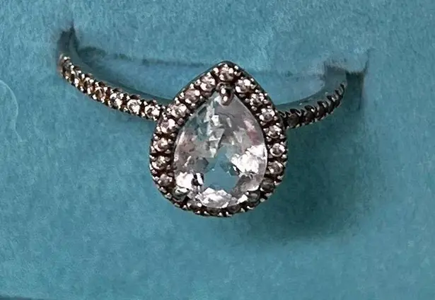 10K W/Gold Quartz Teardrop Halo Ring Gold