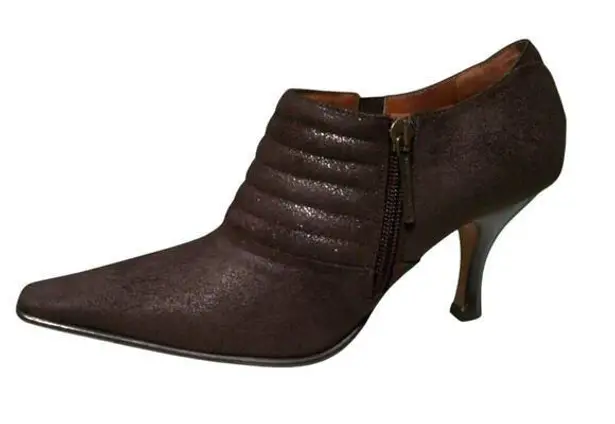 Donald Pliner Metallic Expresso Suede Leather Shoe Pump Bootie Elastic $295 NWT Brown Size 5.5