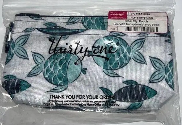 Thirty One Clear Clip Pouch Finny Friends BRAND NEW in bag