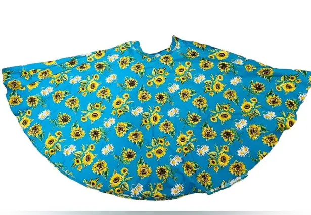 Hell Bunny Vixen Blue Yellow White Sunflower Retro Pinup Cottagecore Swing Skirt