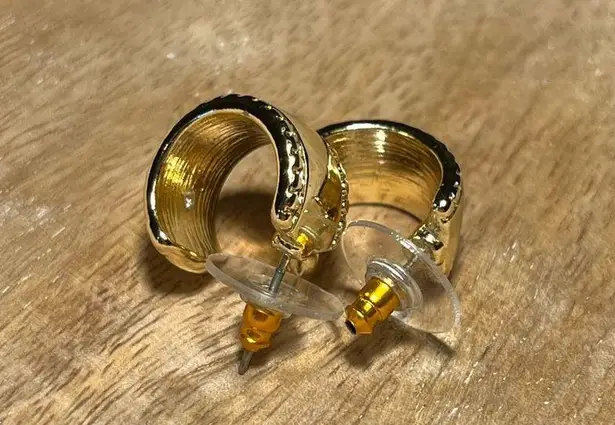 Huggie Half Hoop Gold Tone Chunky Earrings