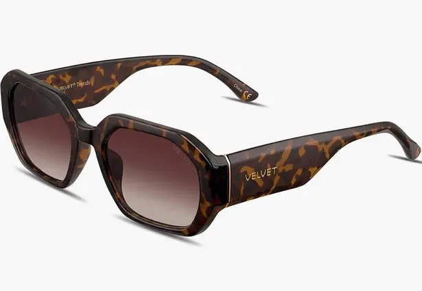 Velvet Tees Velvet Eyewear Tortoise Oversized Octagan Sunglasses Glossy Finish