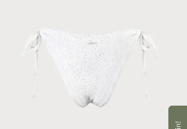 Berlook Textured Tie Bikini Bottom ONLY 69 White