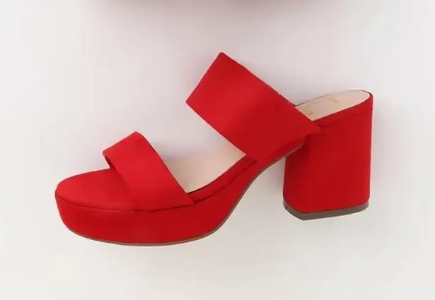 Lulus Clara Red Suede Platform Mules