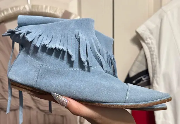 Handmade 💖 NEW Blue Suede Ankle Boots w/Fringe Etsy Elehandmade