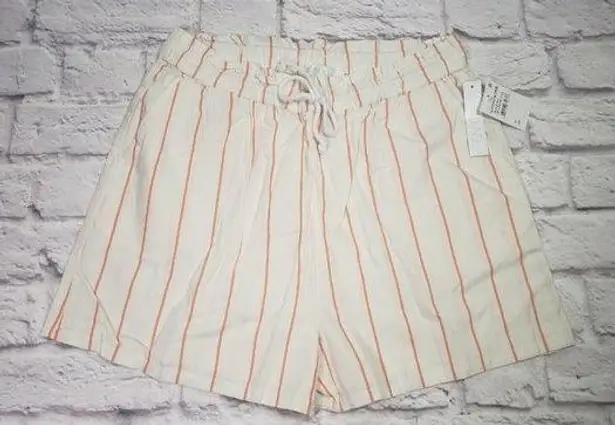 Abound  Womens Size Medium Ivory Coral Nancy Stripe Pull On Pocket Shorts