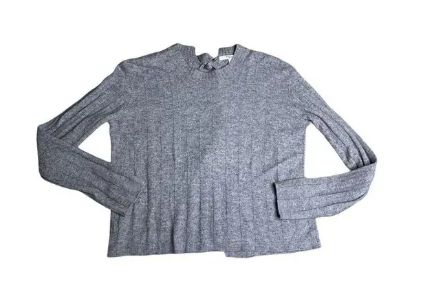 Derek Lam 10 Crosby Sweater Open Tie Back Bow Gray Ribbed Size small EUC