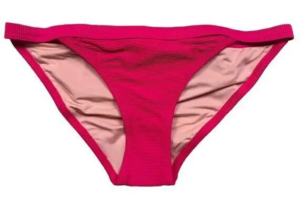J.Crew NWT  Women's Pink Ribbed-Trim Hipster Full-Coverage Bikini Bottom Size S thumbnail 1