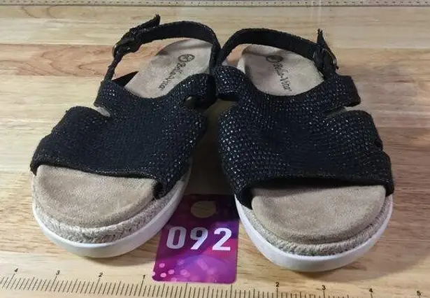 Bella Vita Kato Slingback Platform Sandals Women's 8.5 W Black Buckle Open Toe