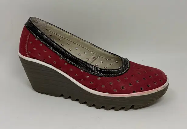 Fly London Yobe Yika Perforated Wedge Sandal Size 37 or US 6.5/7