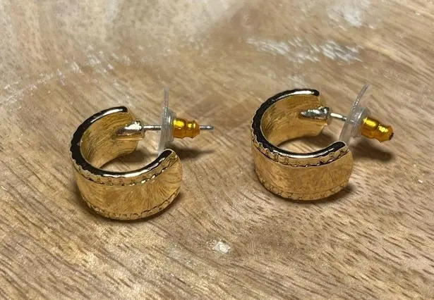 Huggie Half Hoop Gold Tone Chunky Earrings