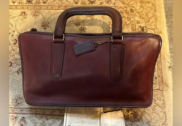 Coach  Slim Leather Briefcase Purse Bag in rich brown cherry leather - RARE!