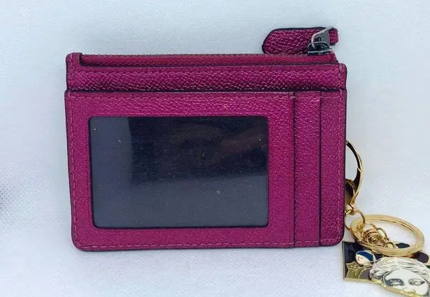 Coach  Canvas Coin Purse Case Wallet Raspberry Pink With A Charm MSRP $78