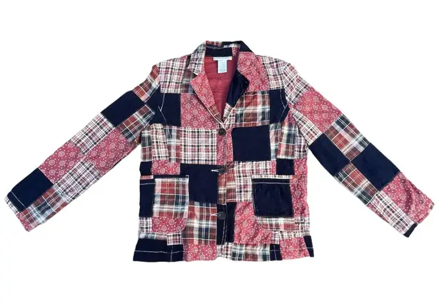Vintage Y2K Patchwork Button Up Pink Blazer Size M