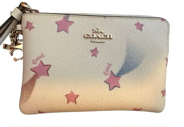 Coach Corner Zip Wristlet With Shooting Star Print and Charms