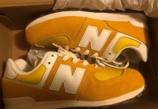 New Balance Tan / Yellow 696 Suede Sneakers