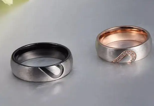 2pcs Heart Wedding Promise Couple Rings