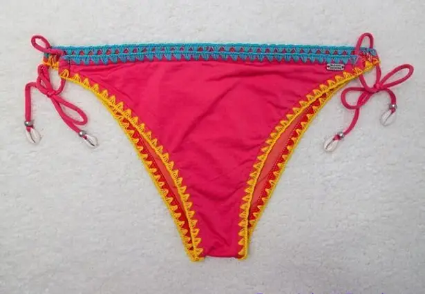 NEW Banana Moon watermelon red tie side bikini bottom with seashell, size 42