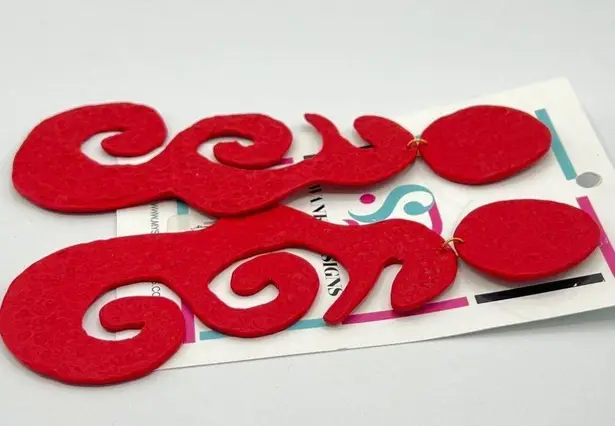 Swanky Designs Rajah Drop Earrings in Red NWT