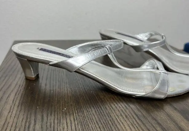 Ralph Lauren Collection Purple Label Silver Open For Sandals Kitten Heel Size 10