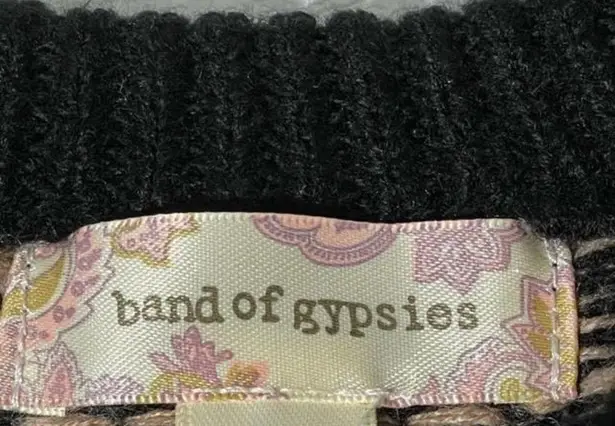 Band of Gypsies  Black Purple Fair Isle Pattern Knit Melaina Sweater Size Small