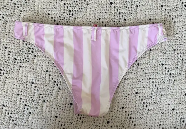 Solid & Striped Elle Striped Purple Bikini Bottoms Belt Loops (Medium)